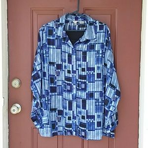 Size 22/24 Blue Plaid Blouse